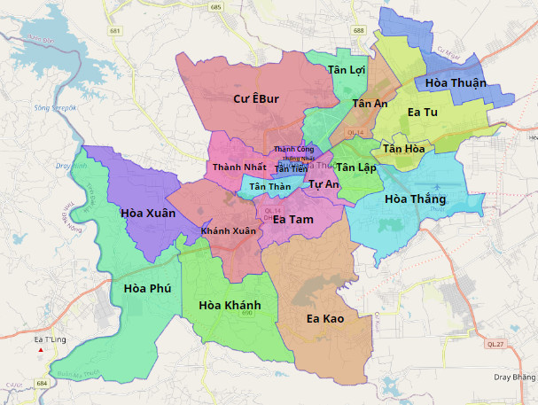 Bản đồ hành chính TP Buôn Ma Thuột
