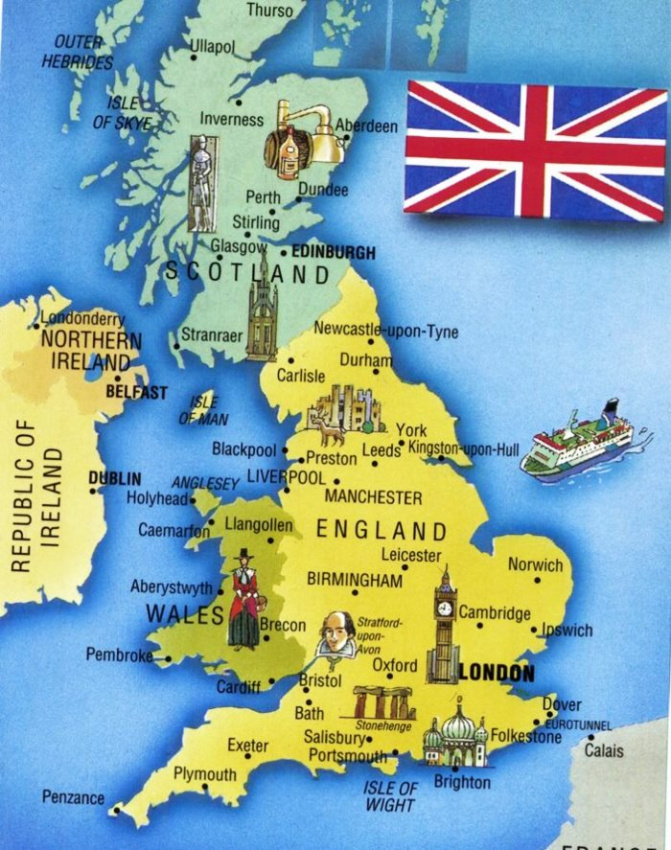 Bản đồ, thông tin nước Anh năm 2023 (Map of England, 英国地图)