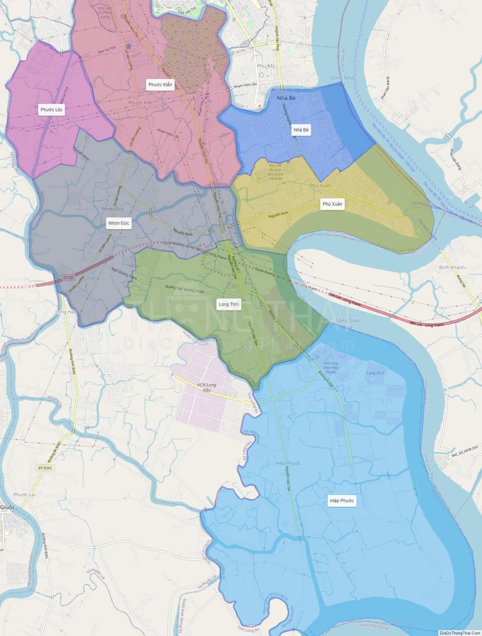 Bản đồ huyện Nhà Bè - Địa Ốc Thông Thái
