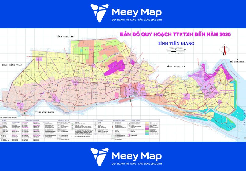 Bản đồ Quy hoạch Tỉnh Tiền Giang| Kế hoạch sử dụng đất 22 Tinh Tien Giang the hien mot phan tren ban do quy hoach tong the KTXH den nam 2020 tinh Tien Giang