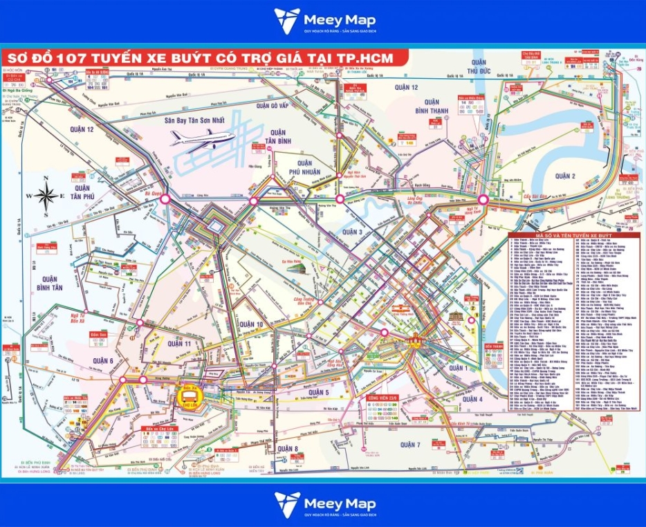 Bản đồ quận huyện thành phố Hồ Chí Minh: Chi tiết 24 quận TPHCM(Sài Gòn) 80 Bản đồ 107 tuyến xe Bus tại TP HCM