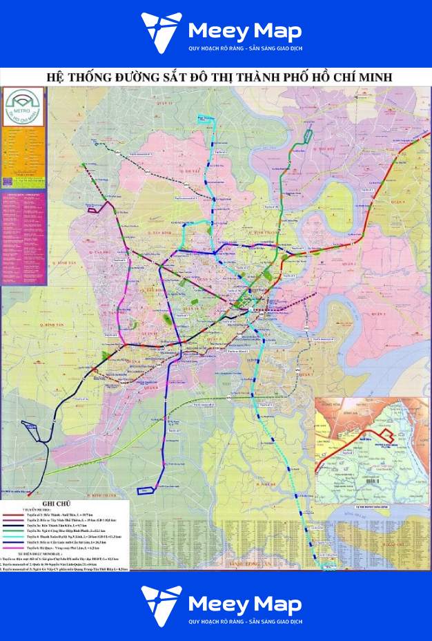 Bản đồ quận huyện thành phố Hồ Chí Minh: Chi tiết 24 quận TPHCM(Sài Gòn) 82 He thong duong sat do thi TPHCM