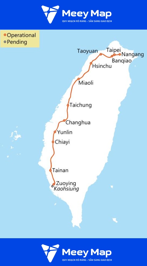 Ban do duong sat cao toc Dai Loan