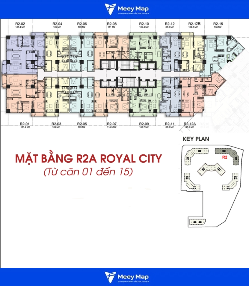 Căn hộ chung cư Vinhomes Royal City, Quận Thanh Xuân 10 Mặt bằng tòa nhà R2 Royal City