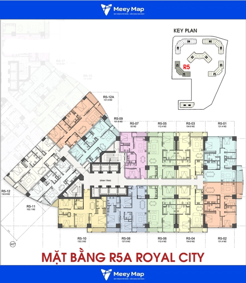 Căn hộ chung cư Vinhomes Royal City, Quận Thanh Xuân 13 Mặt bằng tòa nhà R5 Vinhomes Royal City