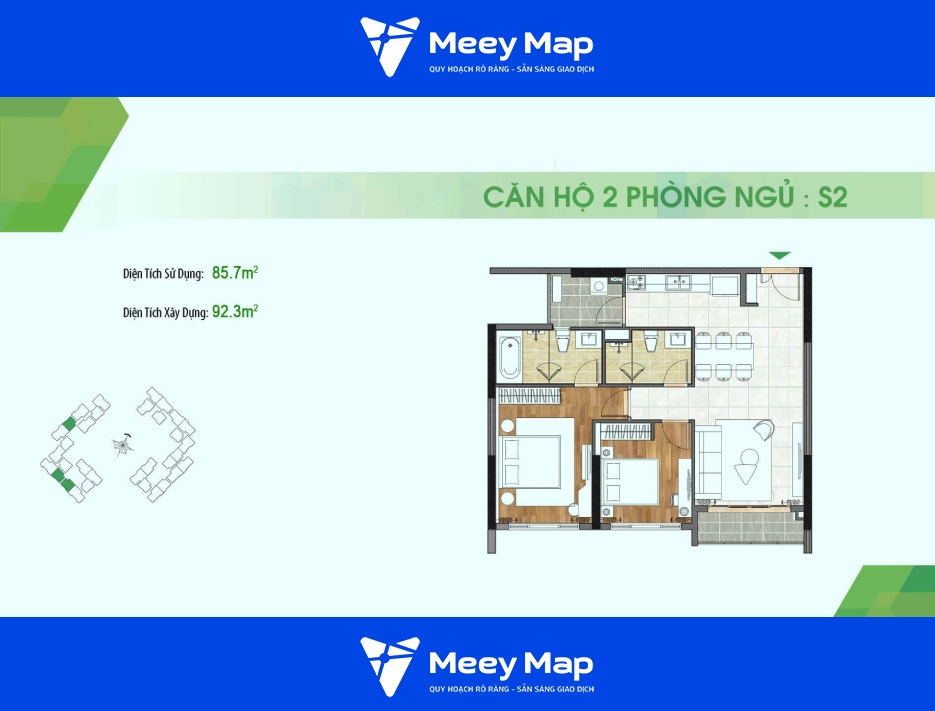 Căn hộ chung cư Sadora Apartment Thành phố Thủ Đức| Cập nhật giá 2024 6 Can ho 2 phong ngu S2