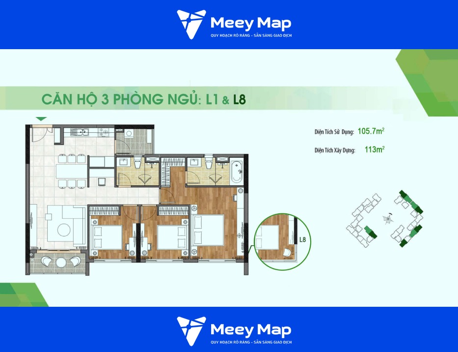 Căn hộ chung cư Sadora Apartment Thành phố Thủ Đức| Cập nhật giá 2024 7 Can ho 3 phong ngu L1 L8