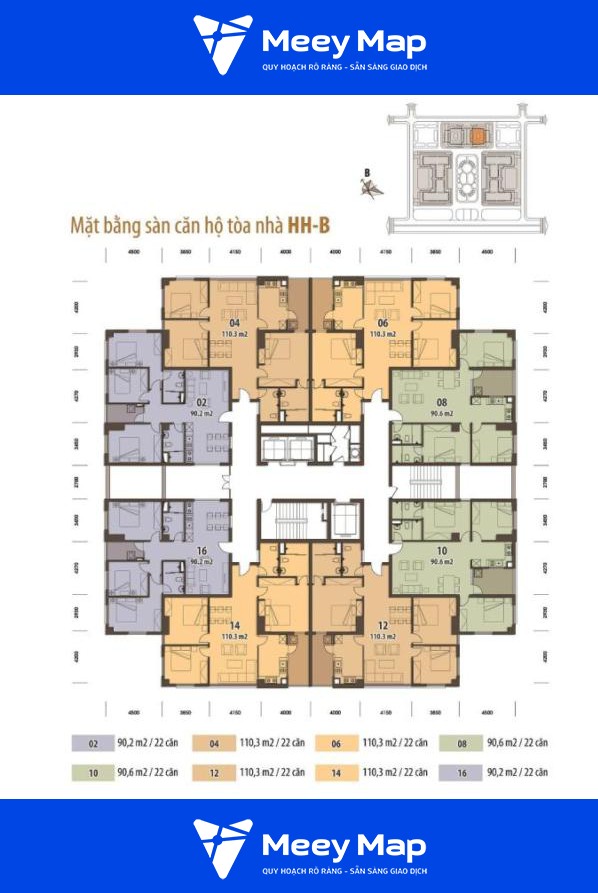 Mặt bằng chung cư HHB Khu đô thị Tân Tây Đô
