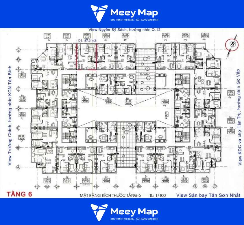 Căn hộ chung cư Ruby Garden Quận Tân Bình| Cập nhật giá 2024 6 Mặt bằng tầng 6 căn hộ chung cư Ruby Garden