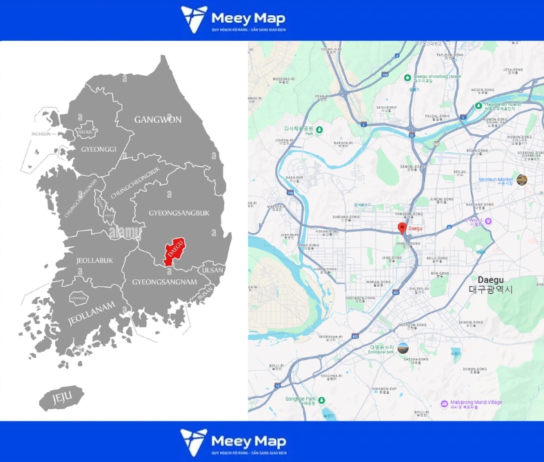 Bản đồ Hàn Quốc khổ lớn phóng to 2025 7 Bản đồ Daegu, Hàn Quốc