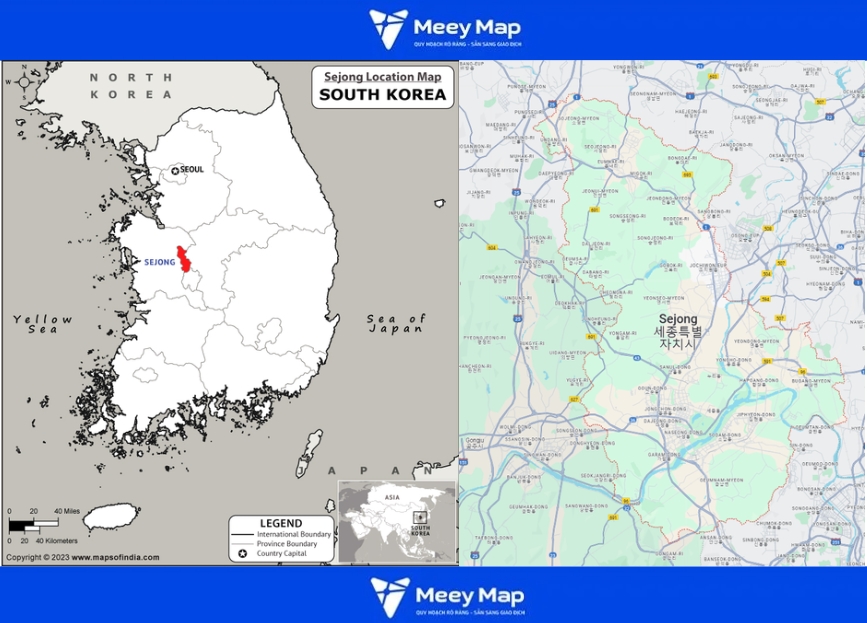 Bản đồ Hàn Quốc khổ lớn phóng to 2025 12 Bản đồ Sejong, Hàn Quốc
