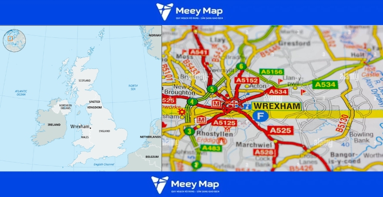 Bản đồ Wrexham, Wales