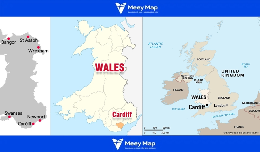 Bản đồ Cardiff, Xứ Wales