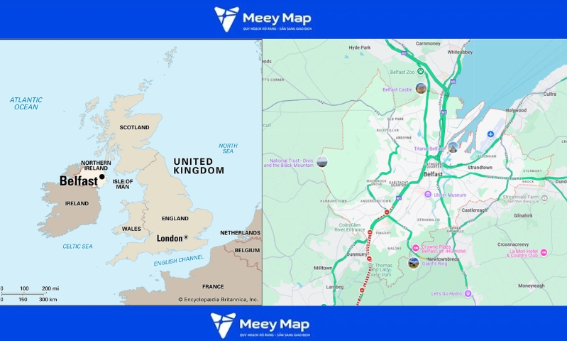 Bản đồ Belfast, Northern Ireland