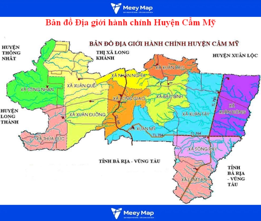 Bản đồ Đồng Nai | Bản Đồ Hành Chính Tỉnh Đồng Nai 5 Bản đồ hành chính huyện Cẩm Mỹ, Đồng Nai