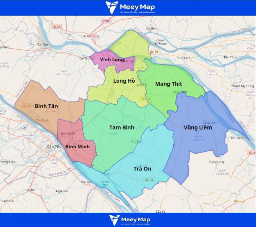 Bản Đồ Miền Tây Khổ Lớn Phóng To Chi Tiết Nhất 8 Bản đồ tỉnh Vĩnh Long( Miền Tây)