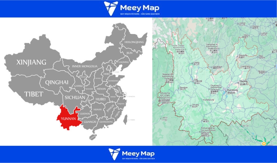 Bản đồ Trung Quốc khổ lớn Phóng To đầy đủ chi tiết 47 Bản đồ Vân Nam (Yunnan)