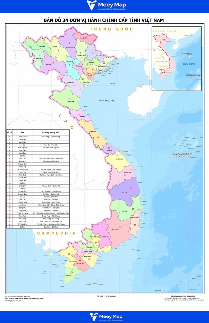 Bản đồ các tỉnh Việt Nam | Bản đồ 34 tỉnh thành Việt Nam sau sát nhập 2 Bản đồ 34 tỉnh thành Việt Nam sau sát nhập