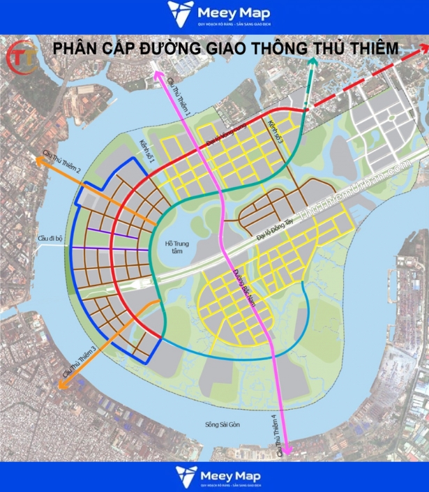 Bản đồ Quy hoạch Thủ Thiêm, Thành Phố Thủ Đức 4 Phân cấp giao thông Thủ Thiêm