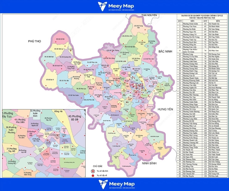 Bản đồ Hà Nội Sau Sáp Nhập Năm 7/2025| Sáp nhập phường Hà Nội 196 Bản đồ Hà Nội sau sáp nhập phường