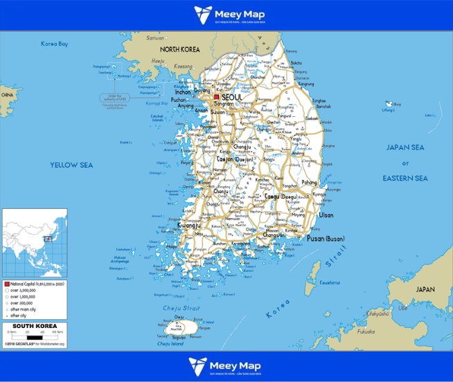Bản đồ Hàn Quốc khổ lớn phóng to 2026 62 Bản đồ giao thông của Hàn Quốc
