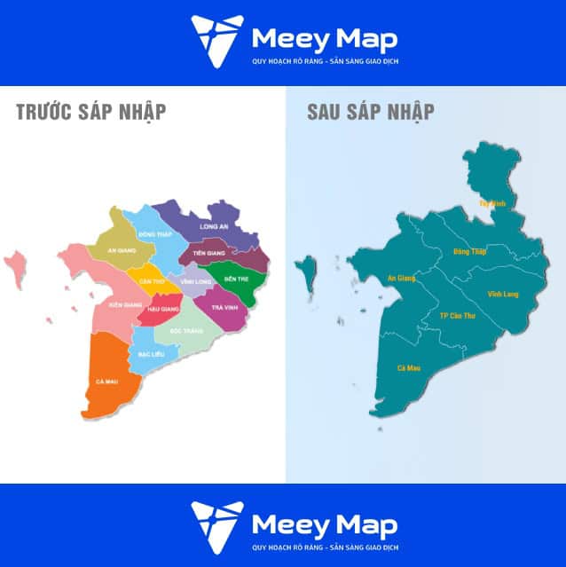 Ban do mien Tay truoc va sau sap nhap