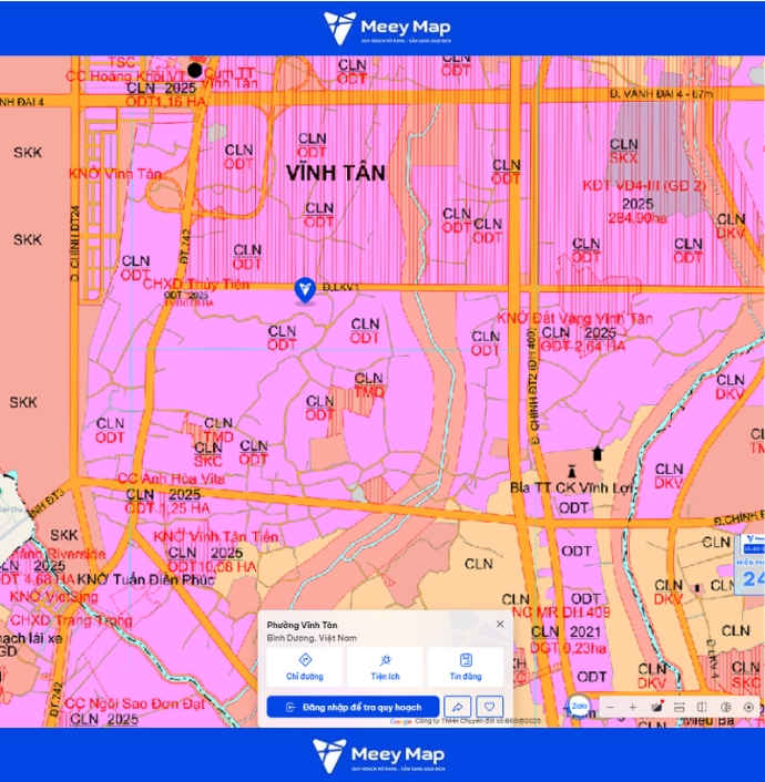Bản đồ quy hoạch Bình Dương Sau Sáp Nhập 95 Bản đồ quy hoạch Phường Vĩnh Tân, Bình Dương