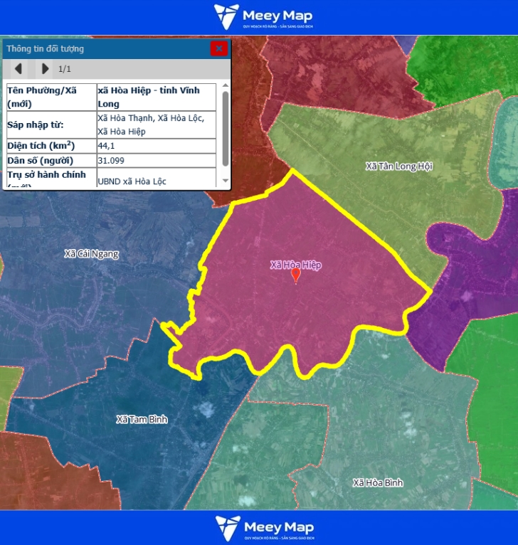 Bản đồ quy hoạch Vĩnh Long | Bản Đồ Vĩnh Long Sau Sáp Nhập 72 Bản đồ xã Hòa Hiệp, tỉnh Vĩnh Long
