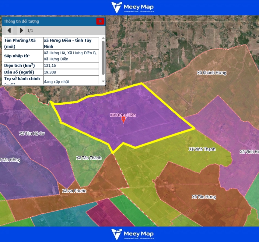 Bản đồ quy hoạch tỉnh Tây Ninh| Bản đồ Tây Ninh Sau Sáp Nhập 225 Bản đồ xã Hưng Điền, Tỉnh Tây Ninh