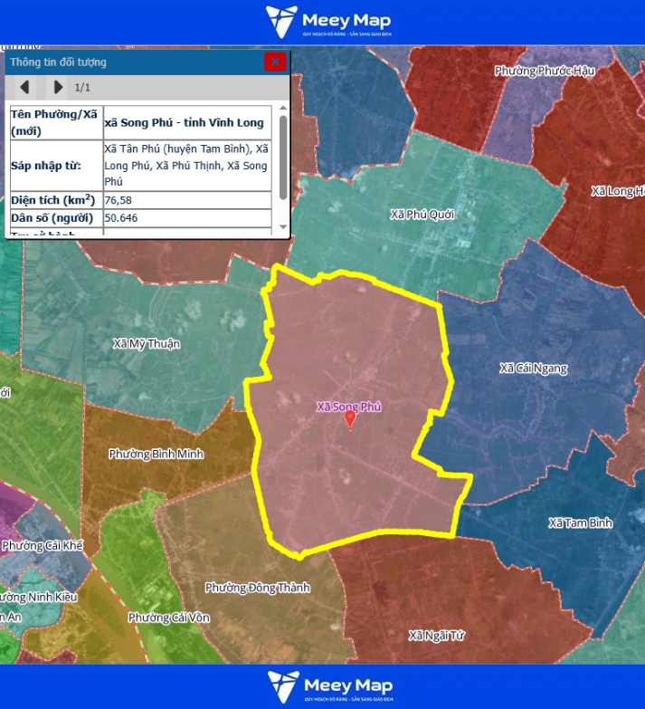 Bản đồ quy hoạch Vĩnh Long | Bản Đồ Vĩnh Long Sau Sáp Nhập 75 Bản đồ xã Song Phú, tỉnh Vĩnh Long