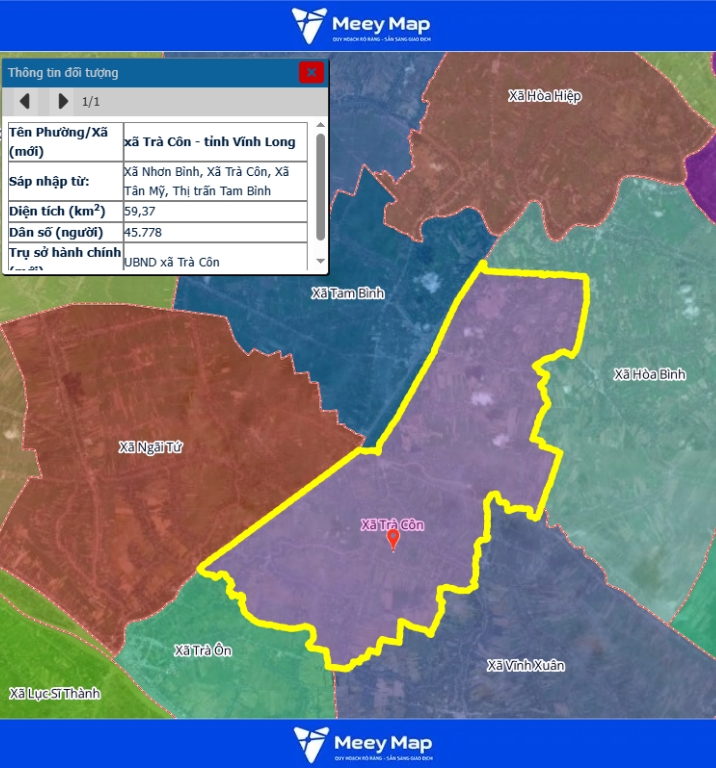 Bản đồ quy hoạch Vĩnh Long | Bản Đồ Vĩnh Long Sau Sáp Nhập 70 Bản đồ xã Trà Côn, tỉnh Vĩnh Long