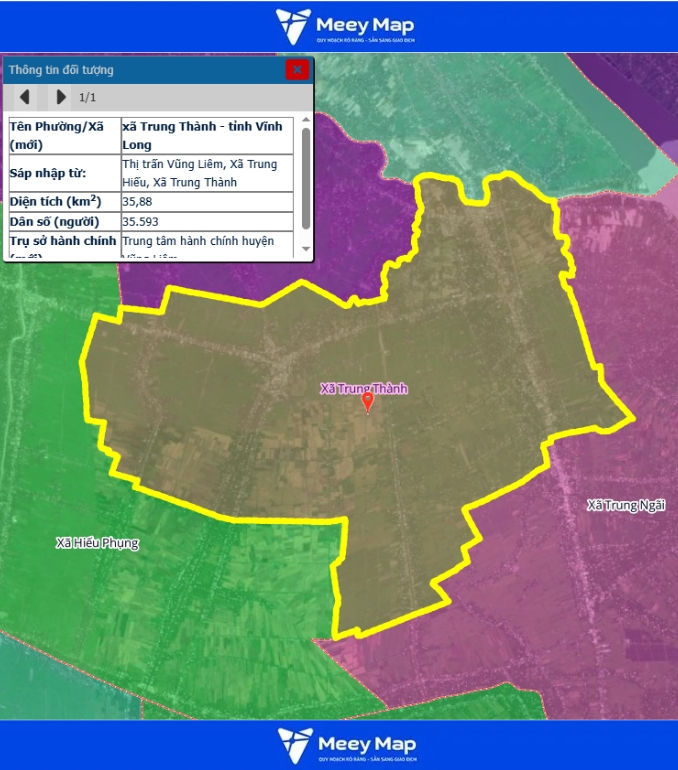 Bản đồ quy hoạch Vĩnh Long | Bản Đồ Vĩnh Long Sau Sáp Nhập 62 Bản đồ xã Trung Thành, tỉnh Vĩnh Long