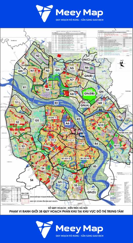 Ban do quy hoach 38 phan khu tai do thi trung tam Ha Noi