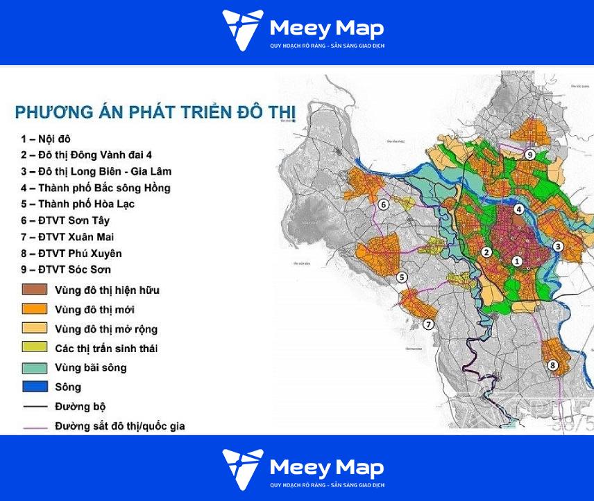 Quy hoạch Hà Nội 2045: Kịch bản phát triển dài hạn 8 Dinh huong phat trien khong gian trong do an Dieu chinh Quy hoach chung Thu do Ha Noi den nam 2045