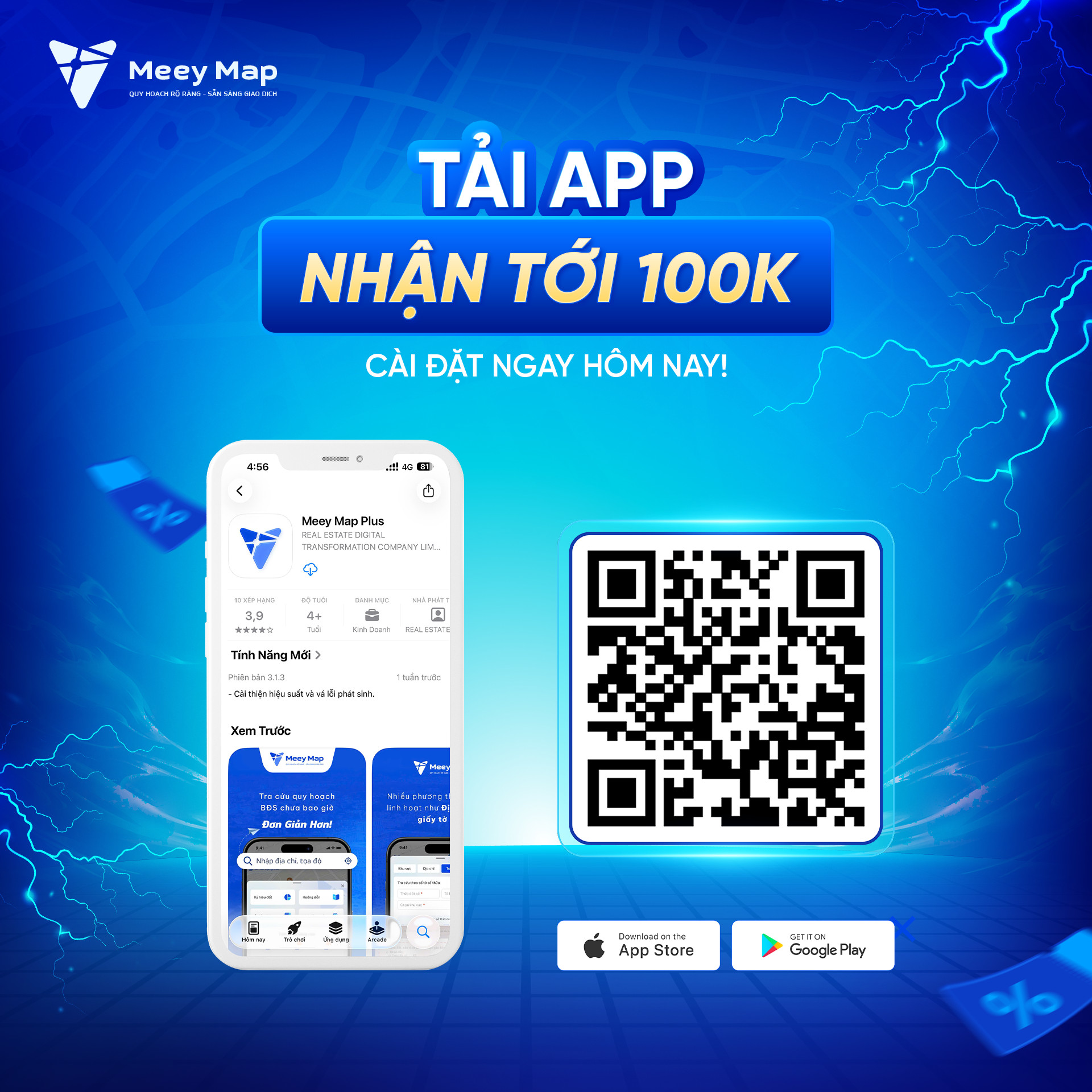 Một cú chạm - trọn ưu đãi! Quét mã QR, tải Meey Map và nhận ngay 100.000 đồng thưởng hấp dẫn từ chương trình ưu đãi tháng 10.