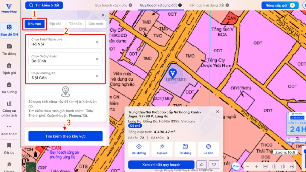 Meey Map hỗ trợ người dùng kiểm tra quy hoạch sân bay một cách trực quan với đầy đủ lớp thông tin cần thiết.