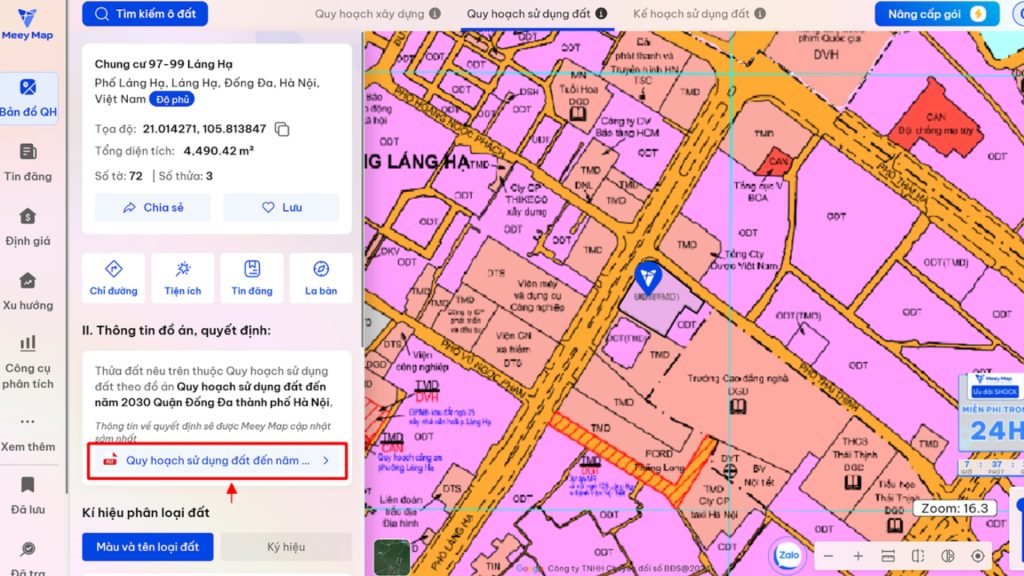 Tra cứu và áp dụng quy hoạch hành lang xanh dễ dàng tại Meey Map