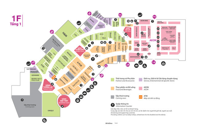Bản đồ Mặt bằng AEON Malll Hà Đông, Hà Nội 6 Mặt bằng tầng 1 AEON Mall Hà Đông