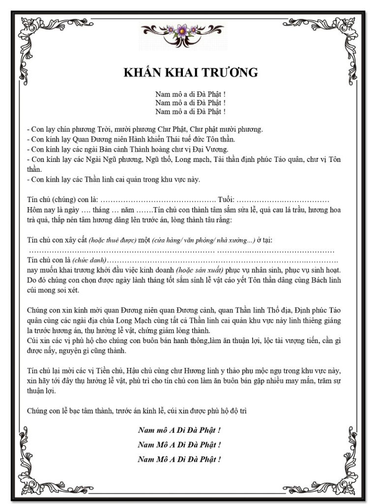 Bài Văn Khấn Cúng Khai Trương Ngắn Gọn