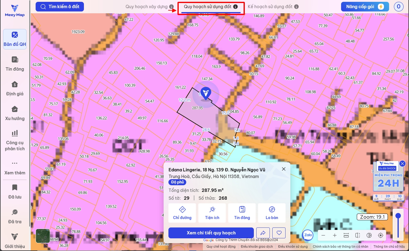 Phân tích bản đồ quy hoạch sử dụng đất trên Meey Map đế đánh giá tiềm năng đầu tư đất