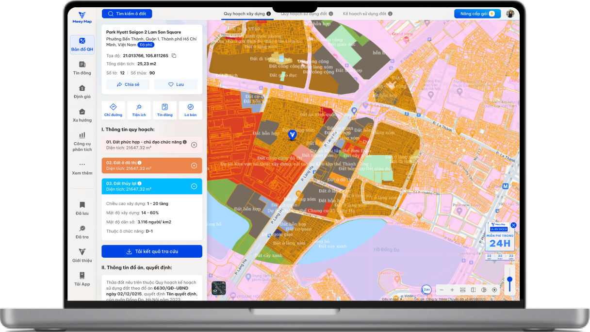 Cách tra cứu quy hoạch sử dụng đất trên Meey Map