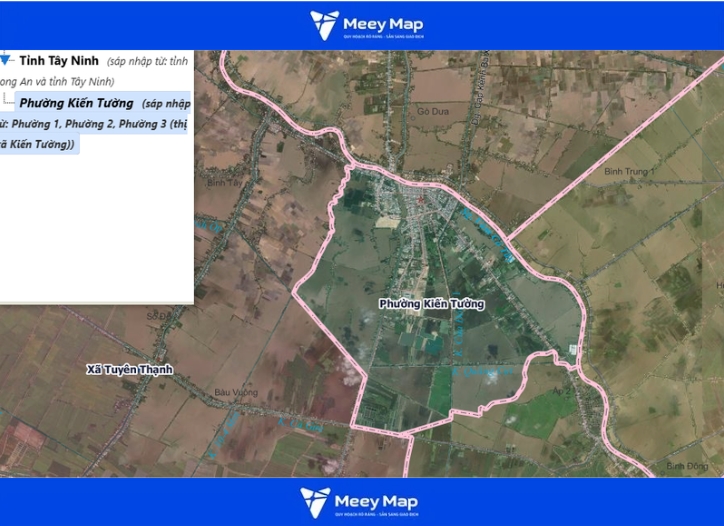 Bản đồ tỉnh Tây Ninh Sau Sáp Nhập 2026 208 Bản đồ phường Kiến Tường, Tây Ninh