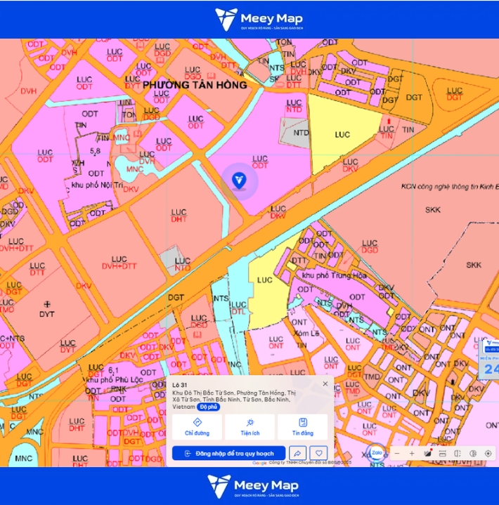 Bản đồ quy hoạch Bắc Ninh 2030: Toàn cảnh phát triển đến từng huyện 112 Bản đồ quy hoạch Phường Tân Hồng, Bắc Ninh