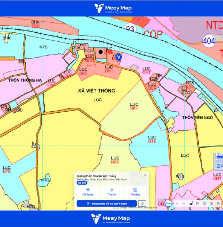 Bản đồ quy hoạch Bắc Ninh 2030: Toàn cảnh phát triển đến từng huyện 135 Bản đồ quy hoạch Xã Xã Việt Thống, Bắc Ninh