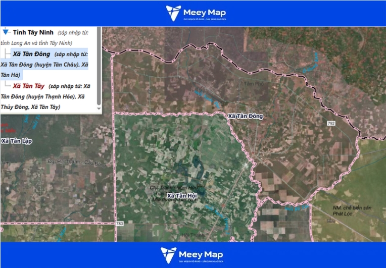 Bản đồ tỉnh Tây Ninh Sau Sáp Nhập 2026 190 Bản đồ xã Tân Đông, Tây Ninh