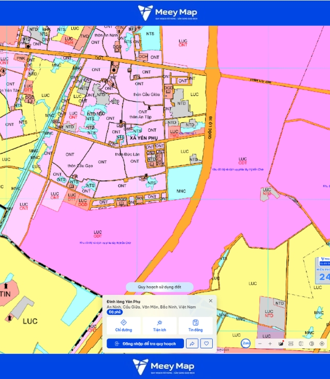 Bản đồ quy hoạch Bắc Ninh 2030: Toàn cảnh phát triển đến từng huyện 151 Bản đồ quy hoạch xã Yên Phụ, Bắc Ninh