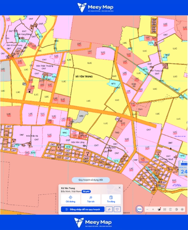 Bản đồ quy hoạch Bắc Ninh 2030: Toàn cảnh phát triển đến từng huyện 152 Bản đồ quy hoạch xã Yên Trung, Bắc Ninh