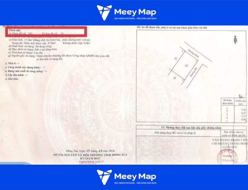 Số thửa đất được thể hiện trên Giấy chứng nhận quyền sử dụng đất