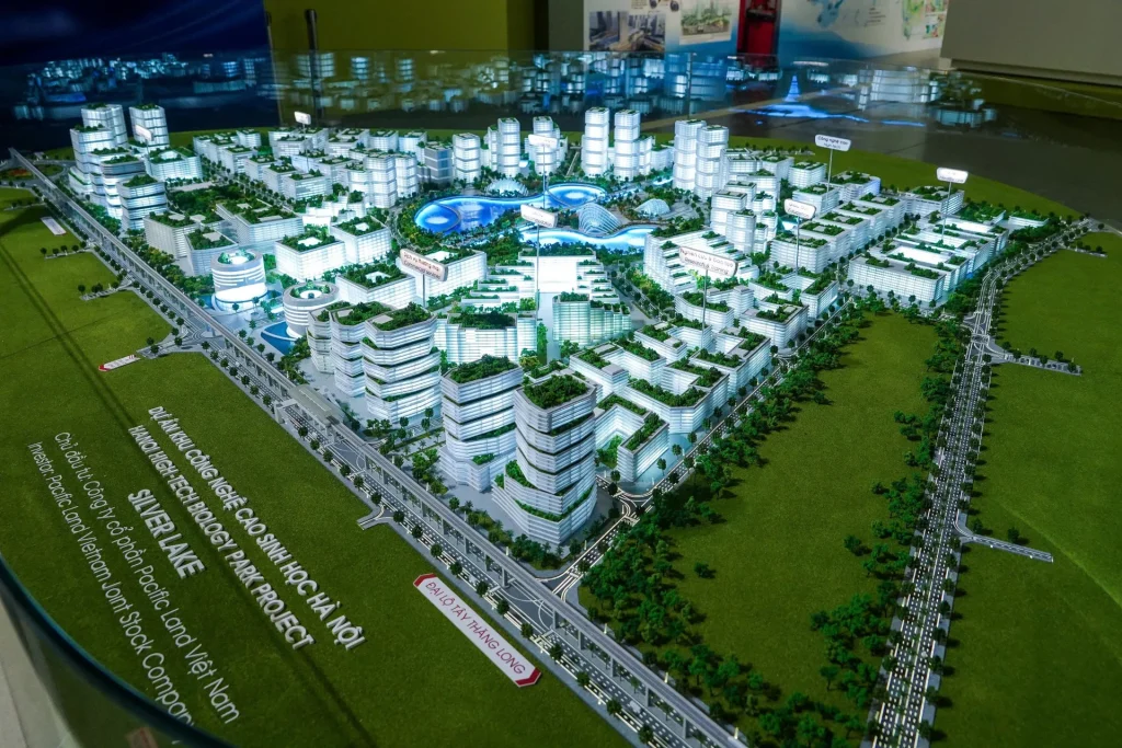 Trong ảnh là sa bàn dự án Khu công nghệ cao sinh học Hà Nội. Ảnh Nguyễn Thắng.