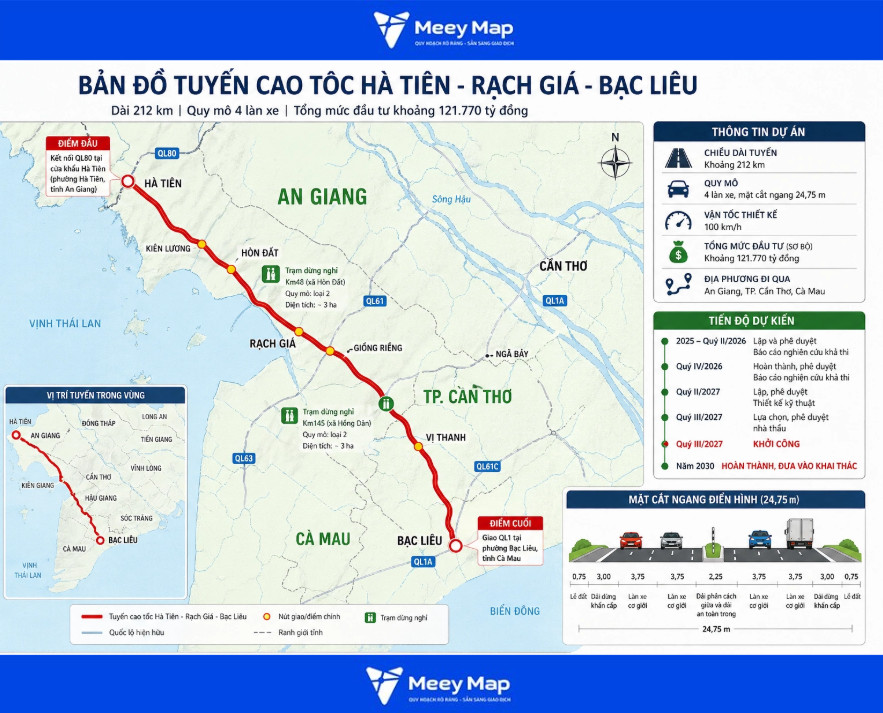 Quy hoạch Giao Thông tỉnh An Giang: Bản đồ và các tuyến đường trọng điểm 9 Bản đồ Cao tốc Hà Tiên – Rạch Giá – Bạc Liêu